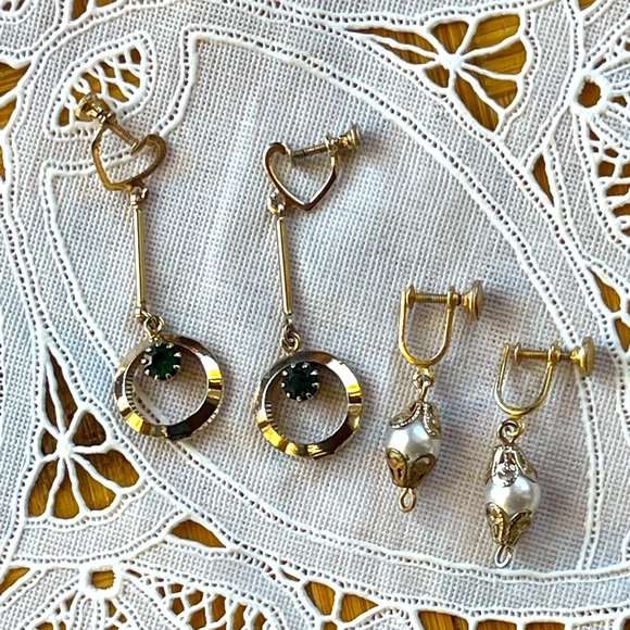 Vintage Jewelry - Lot of 2 Vintage Screw Back Earrings – Adjustable Closure, Retro Jewelry